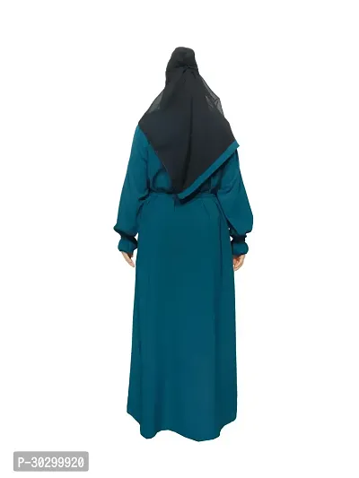 Elegant Teal Solid Abaya with Hijab For Women-thumb2