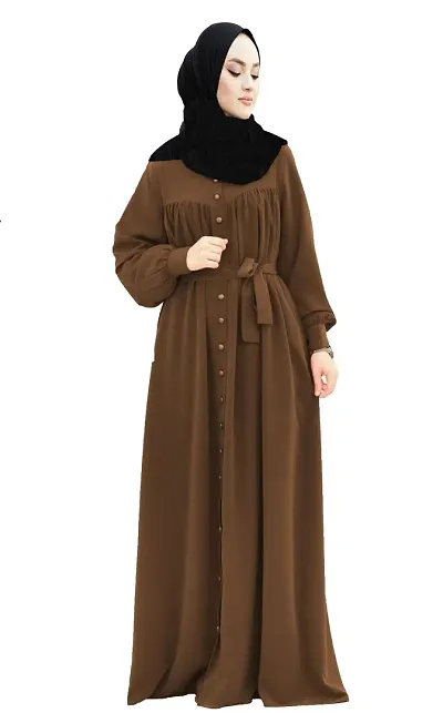 Elegant Polyester Solid Abaya with Hijab For Women