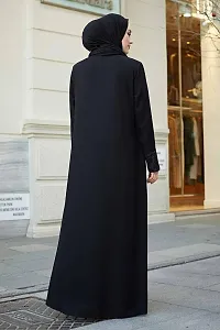 Elegant Black Solid Abaya with Hijab For Women-thumb1