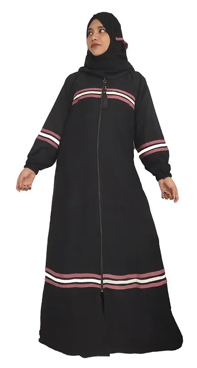 Abaya With Color Patti And Front Side Chain pattern