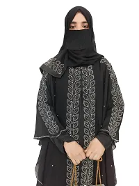 Stylish Polyester Stone Work Abaya with Hijab Set for Women-thumb2