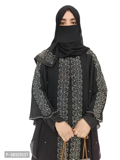 Stylish Polyester Stone Work Abaya with Hijab Set for Women-thumb3