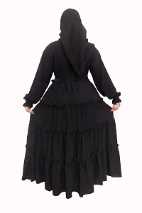 Stylish Black Polyester Abaya With 4 Ruffle Pattern-thumb2