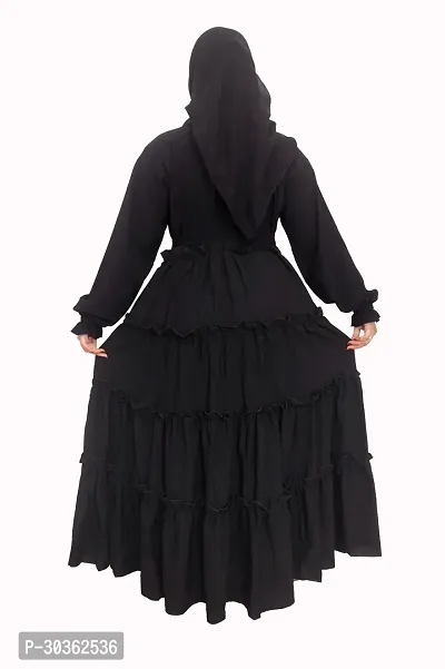 Stylish Black Polyester Abaya With 4 Ruffle Pattern-thumb3