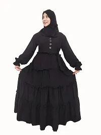 Stylish Black Polyester Abaya With 4 Ruffle Pattern-thumb3