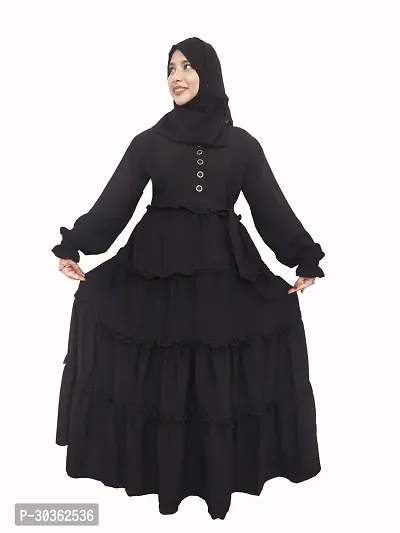 Stylish Black Polyester Abaya With 4 Ruffle Pattern-thumb4