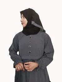 Stylish Grey Polyester Abaya With 4 Ruffle Pattern-thumb1