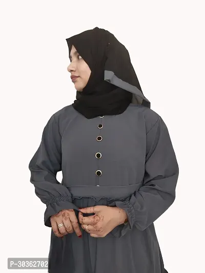 Stylish Grey Polyester Abaya With 4 Ruffle Pattern-thumb2