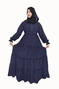 Stylish Blue Polyester Abaya With 4 Ruffle Pattern-thumb2