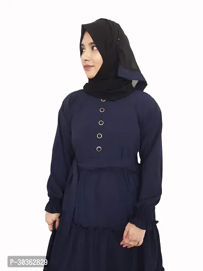 Stylish Blue Polyester Abaya With 4 Ruffle Pattern-thumb4