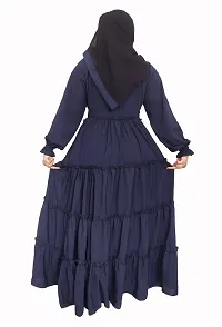 Stylish Blue Polyester Abaya With 4 Ruffle Pattern-thumb1