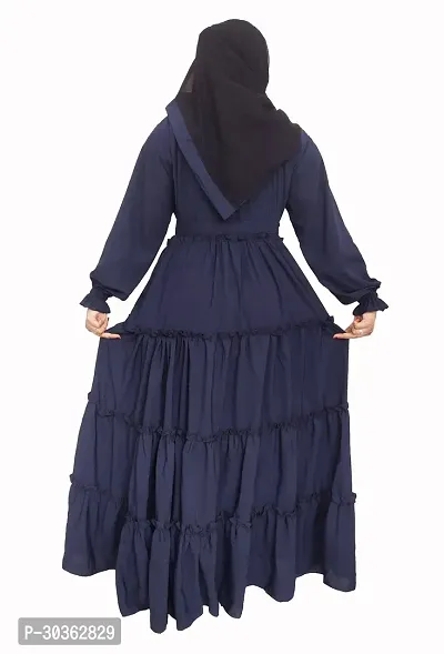 Stylish Blue Polyester Abaya With 4 Ruffle Pattern-thumb2