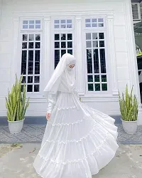 Stylish White Polyester Abaya With 4 Ruffle Pattern-thumb2