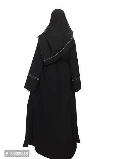 Black Abaya With Stone Work Front Side Dori Pattern-thumb3