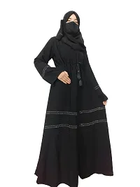 Black Abaya With Stone Work Front Side Dori Pattern-thumb3