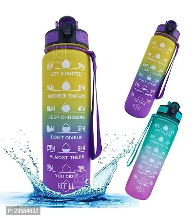 Motivational Silicone Water Bottle with Reminder Time Marker