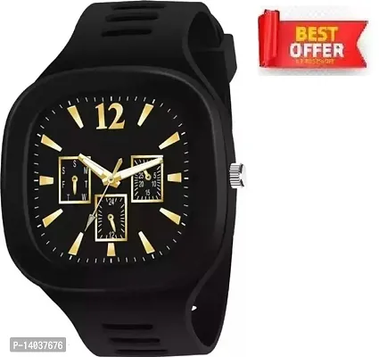 Analog Black Square Dial Watche for BoysMans-thumb0