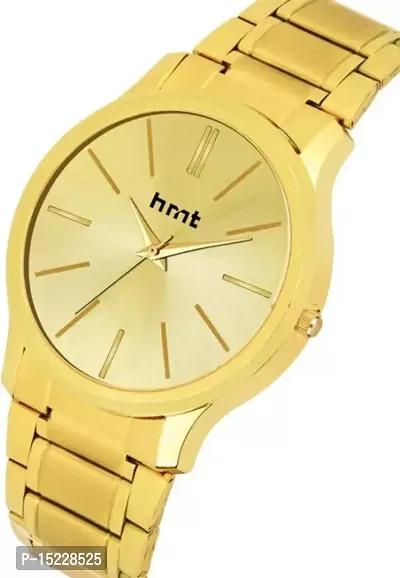 Hmt Analog Round shape Gold Chain watch For men-thumb0