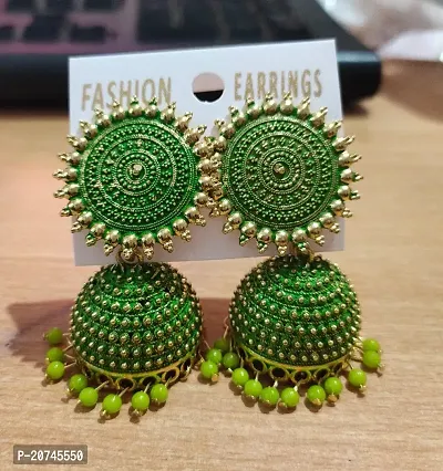 GOLD PLATED BEAUTIFUL GREEN  JHUMKA EARRINGS FOR WOMEN AND GIRLS
