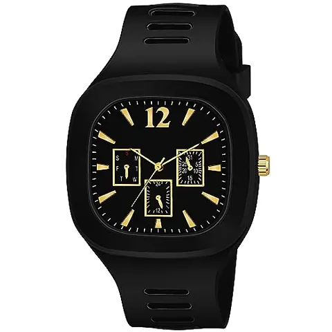 Brand - A Choras 4 Colours Watches Square Multi DIAL Analog Silicon PU Strap ADDI Stylish Designer Analog Watch - for Boys & Men