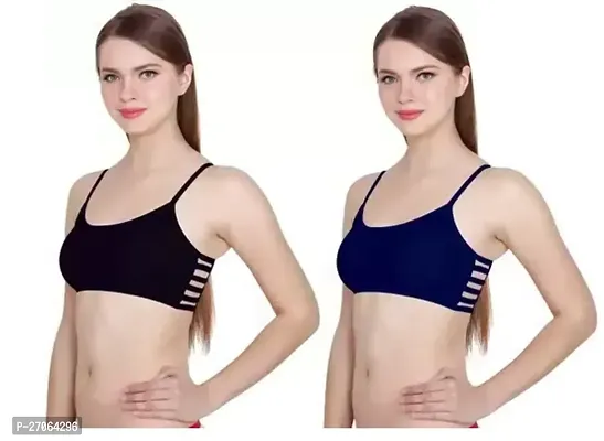 6 Strap sports bra ( BLACK WHITE 2 PC )-thumb4