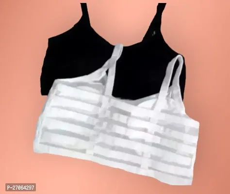 6 Strap sports bra ( BLACK WHITE 2 PC )-thumb4