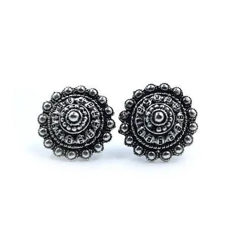 Oxidized Crafted Traditional Stud Earrings for Women Girl