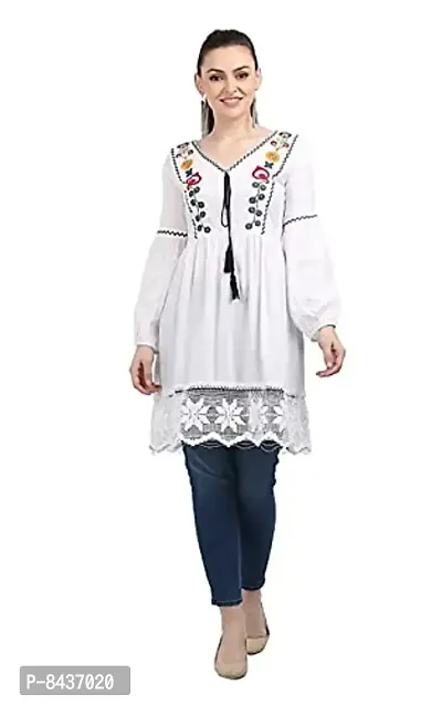 MASUD CREATION ILLI London Women's Rayon Embroidered Regular Fit Top-thumb0