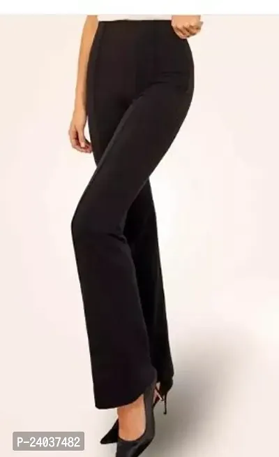 Elegant Cotton Blend Solid Trousers For Women-thumb0