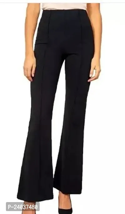 Elegant Cotton Blend Solid Trousers For Women