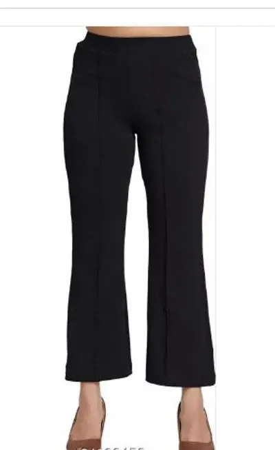 SAAKAA Women's Black Slim Fit Casual Trousers