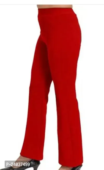 Elegant Cotton Blend Solid Trousers For Women