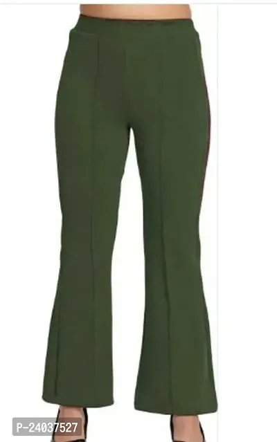 Elegant Cotton Blend Solid Trousers For Women