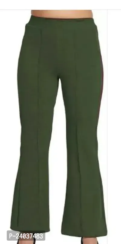 Elegant Cotton Blend Solid Trousers For Women