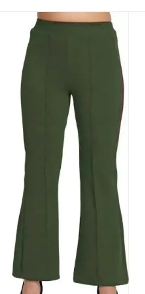 Elegant Blend Solid Trousers For Women