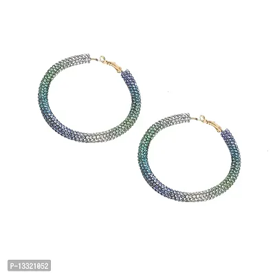 Stylish Multicoloured Brass Hoop Earrings For Women