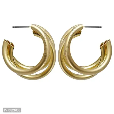 Stylish Golden Brass Hoop Earrings For Women
