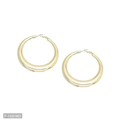 Stylish Golden Brass Hoop Earrings For Women-thumb0