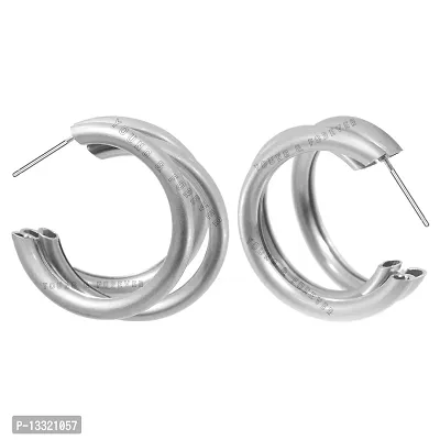 Stylish Silver Brass Hoop Earrings For Women