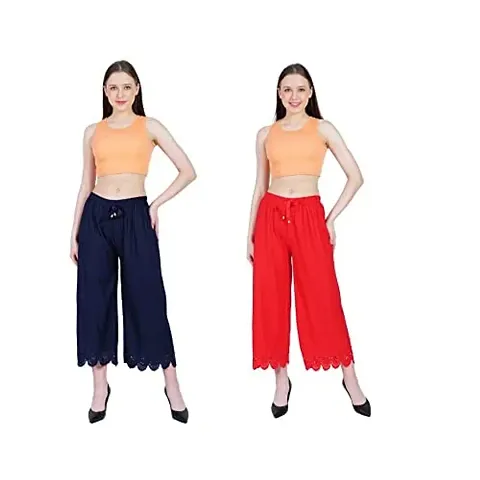 Trendy Fashion Women Poly Cotton Palazzo (Pack of 2)