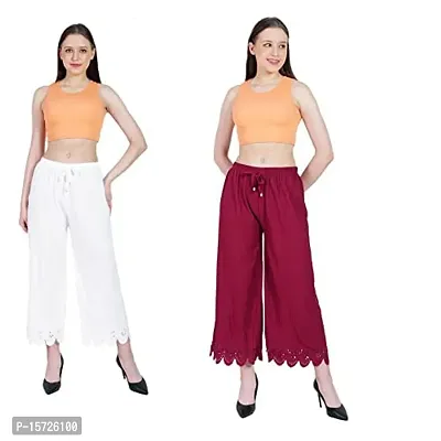 Trendy Fashion Women Poly Cotton Pant Palazzo Combo (Pack of 2)