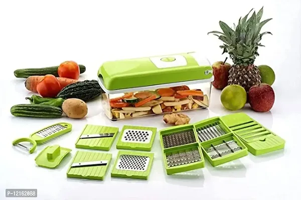 12-in-1 Multipurpose Vegetable and Fruit Chopper Cutter Grater Peeler Chipser, Slicer Dicer for Kitchen, Unbreakable Food Grade Body, Easy Push to Clean Button, Easy to Use