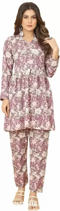 Stylish Women Cotton Blend Kurta Bottom Set