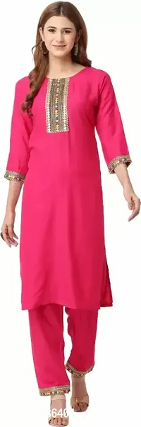 Stylish Women Silk Blend Kurta Bottom Set-thumb0