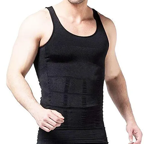 Bstar Tummy Tucker Lift Body Shaper Vest Slimming Undershirt Vest for Men Size 5XL - Black