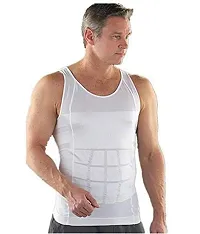 Bstar Slimming Tummy Tucker Slim  Lift Body Shaper Vest/Men's Undershirt Vest to Look Slim Instantly (Large, White)-thumb1