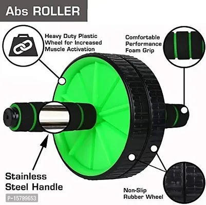 Bstar Anti Skid Double Wheel Abs Roller Portable Exerciser Color May Vary Multicolour-thumb4