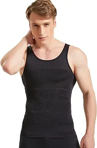 Bstar Men?s Slimming Body Shaper Vest Shirt Abs Abdomen Slim Stretchable Tummy Tucker Vest (Black)-thumb1