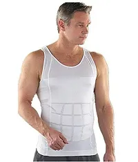 Bstar Men's Cotton Slim N Lift Slimming Shirt Body Shaper Tummy Tucker Vest Shapewear - White-thumb1