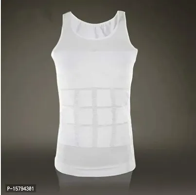 Bstar Slimming Tummy Tucker Slim  Lift Body Shaper Vest/Men's Undershirt Vest to Look Slim Instantly (Large, White)-thumb3